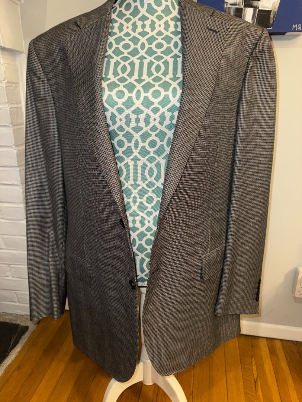 Canali 1934 Made in Italy Sport Coat Blazer Gray Micro Check Wool Blend Size 56